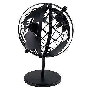 PECA DECORATIVA EM METAL - GLOBO - PRETO - 18X18X3.5CM