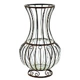VASO DECORATIVO DE FERRO COM VIDRO