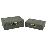 CJ. DE CAIXAS DE MADEIRA CINZA E DOURADO - 2PCS