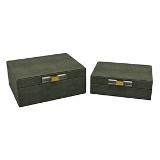 CJ. DE CAIXAS DE MADEIRA VERRDE E DOURADO - 2PCS