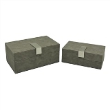 CJ. DE CAIXAS DE MADEIRA CINZA - 2PCS