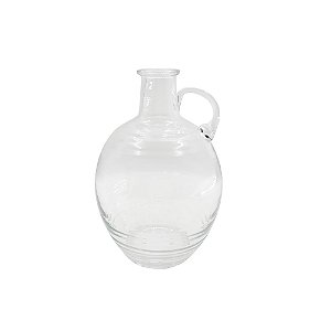 VASO DECORATIVO ESTILO JARRA COM ALCA EM VIDRO TRANSPARENTE