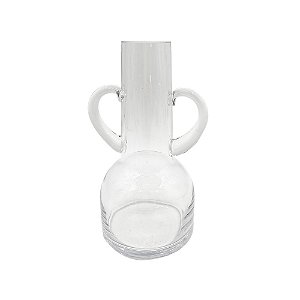 VASO DECORATIVO COM ALCA EM VIDRO TRANSPARENTE