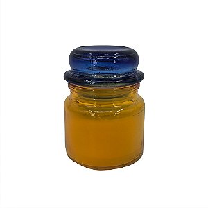 VELA AROMATIZADA OASIS EM VIDRO AZUL E AMBAR
