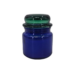 VELA AROMATIZADA VERDE SILVESTRE EM VIDRO AZUL E VERDE