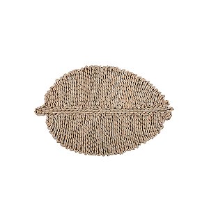 CJ DE JOGO AMERICANO FOLHA EM FIBRA NATURAL BEGE 4 PCS