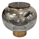 VASO DE VIDRO DOURADO E CROMADO