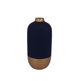 VASO DE VIDRO PRETO E DOURADO