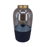 VASO DE VIDRO FUME PRETO E DOURADO