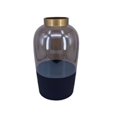 VASO DE VIDRO FUME PRETO E DOURADO