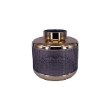 VASO DE VIDRO FUME COM DOURADO