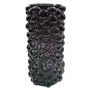 VASO DE VIDRO PRETO COM TEXTURA