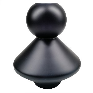 VASO DE VIDRO PRETO LISO