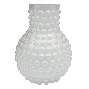 VASO DE VIDRO BRANCO COM TEXTURA