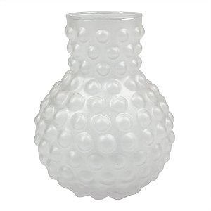 VASO DE VIDRO BRANCO COM TEXTURA