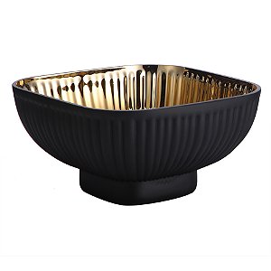 BOWL DE VIDRO PRETO E DOURADO