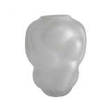 VASO DECORATIVO EM VIDRO - BRANCO PEROLA - 15,5X15,5X20CM