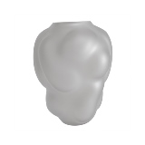 VASO DECORATIVO EM VIDRO - BRANCO PEROLA - 19,5X19,5X25CM