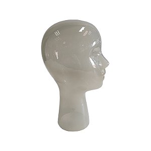 PECA DECORATIVA EM VIDRO - CABECA - BRANCO - 18X15X30CM