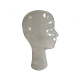 PECA DECORATIVA EM VIDRO - CABECA - BRANCO - 21,5X18X36CM