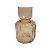 VASO DECORATIVO EM VIDRO - BRONZE - 14X14X23,5CM