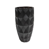VASO DECORATIVO EM VIDRO - PRETO - 14X14X25CM