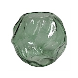 VASO DECORATIVO EM VIDRO - VERDE - 16,5X16,5X15CM