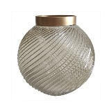 VASO DECORATIVO EM VIDRO - FUMÊ E DOURADO - 25X25X25CM