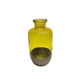 VASO DE VIDRO AMARELO COM BASE DOURADA