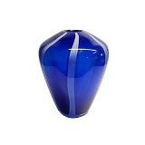VASO DE VIDRO AZUL COM LISTRAS BRANCAS
