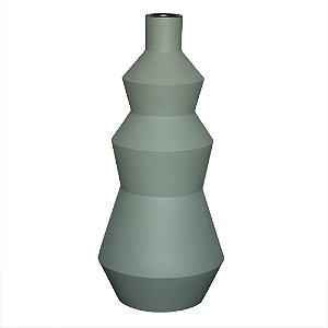 VASO DECORATIVO EM CERAMICA - CINZA - 15X15X32CM
