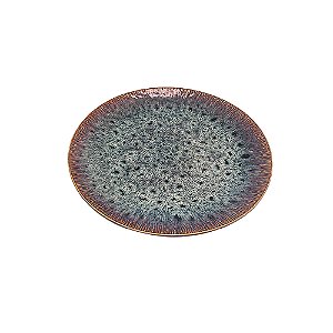 CJ DE PRATO EM PORCELANA BEGE COM DETALHES MARROM 6PCS