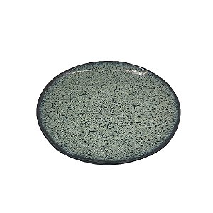 CJ DE PRATO EM PORCELANA VERDE COM DETALHES PRETO 6PCS