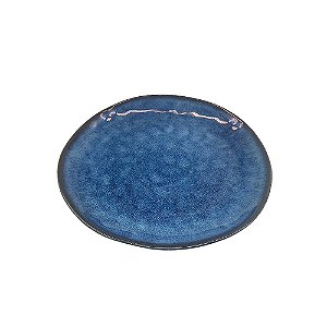 CJ DE PRATO EM PORECELANA AZUL COM DETALHE PRETO 6PCS