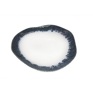 CJ DE SALADEIRA EM PORCELANA BRANCO COM DETALHES AZUL 4PCS