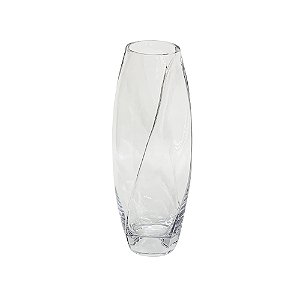 VASO DECORATIVO EM VIDRO TORCIDO TRANSPARENTE