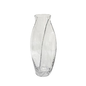 VASO DECORATIVO EM VIDRO TORCIDO TRANSPARENTE