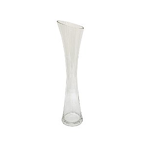 VASO DECORATIVO EM VIDRO CORTE DIAGONAL TRANSPARENTE