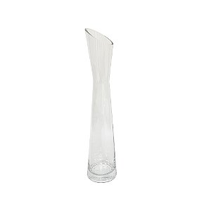 VASO DECORATIVO EM VIDRO CORTE DIAGONAL TRANSPARENTE