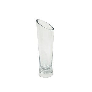 VASO DECORATIVO EM VIDRO CORTE DIAGONAL TRANSPARENTE