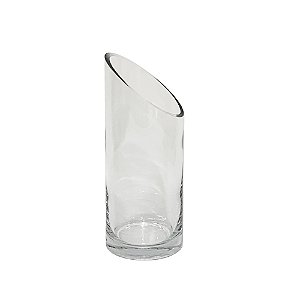 VASO DECORATIVO EM VIDRO CORTE DIAGONAL TRANSPARENTE
