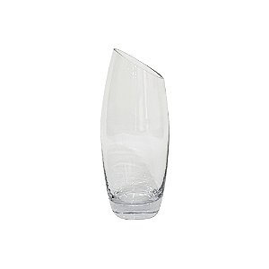 VASO DECORATIVO EM VIDRO CORTE DIAGONAL TRANSPARENTE