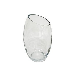 VASO DECORATIVO EM VIDRO CORTE DIAGONAL TRANSPARENTE