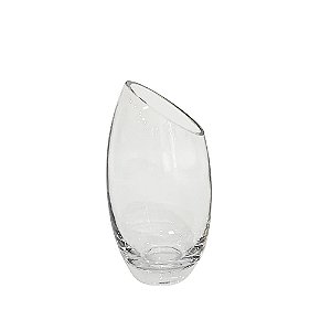 VASO DECORATIVO EM VIDRO CORTE DIAGONAL TRANSPARENTE