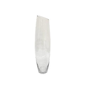 VASO DECORATIVO EM VIDRO CORTE DIAGONAL TRANSPARENTE