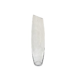 VASO DECORATIVO EM VIDRO CORTE DIAGONAL TRANSPARENTE