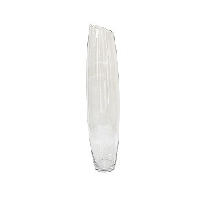 VASO DECORATIVO EM VIDRO CORTE DIAGONAL TRANSPARENTE