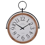 RELÓGIO DECORATIVO EM MADEIRA E METAL MARROM E PRETO