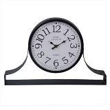 RELOGIO DE MESA DE METAL E VIDRO PRETO E BRANCO