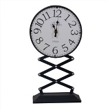 RELOGIO DE MESA DE METAL E VIDRO PERTO E BRANCO